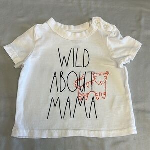 Rae Dunn White and Orange Short Sleeve Tee Playful Design